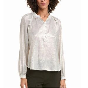 NWT Bella Dahl Metallic Opal Raglan Sleeve Pullover Top Size XS